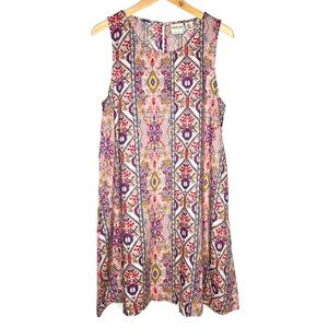 Rachel Zoe 100% Linen Sleeveless Dress Women's Boho Kaleidoscope Lightweight L